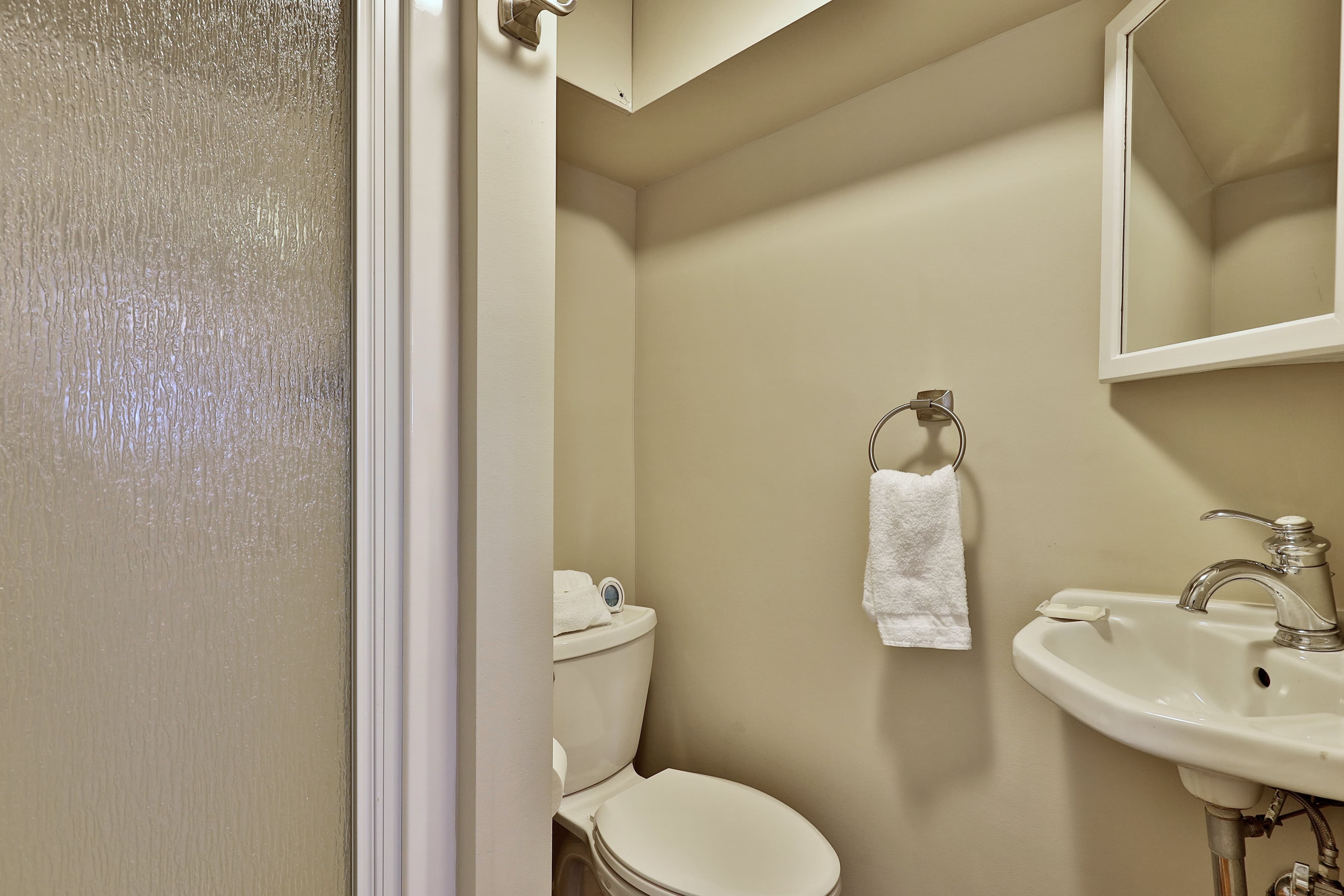Bathroom with shower only.