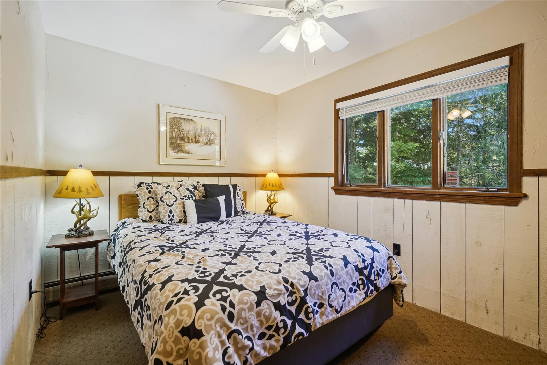 Master bedroom on upper level with queen bed